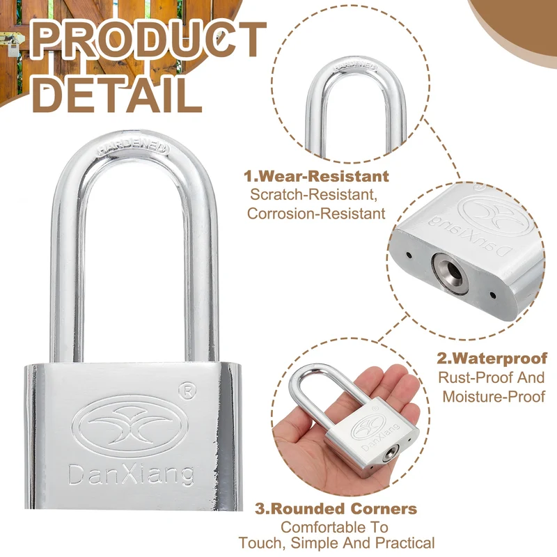Keyed Padlock 2.4" Wide Body Steel Pin Tumbler Padlocks with 3 Keys(109mm)