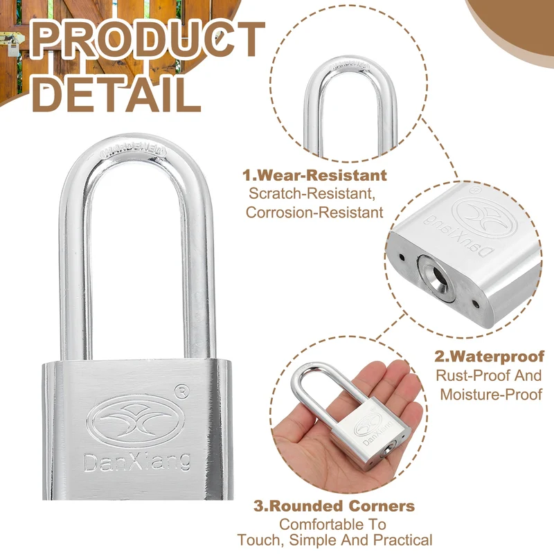 Keyed Padlock 2" Wide Body Steel Pin Tumbler Padlocks with 3 Keys(98mm)