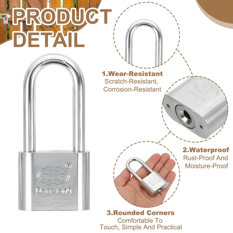 Keyed Padlock 1.6" Wide Body Steel Pin Tumbler Padlocks with 3 Keys(87mm)