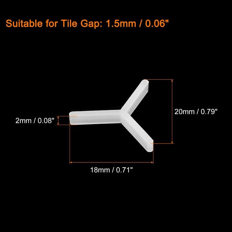 800Pcs Wall Floor Tile Plastic Y Type Spacers Tiling Tools 1.5mm 1/16", White