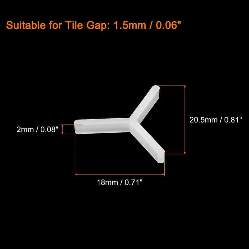 600Pcs Wall Floor Tile Plastic Y Type Spacers Tiling Tools 1.5mm 1/16", White