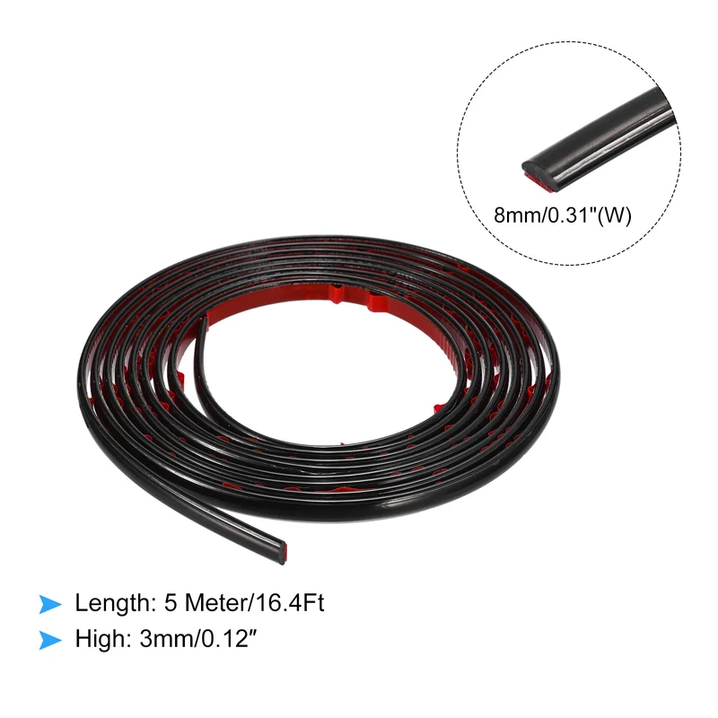 16.4Ft x 0.31Inch Flexible Molding Trim Self Adhesive (Bright Black)