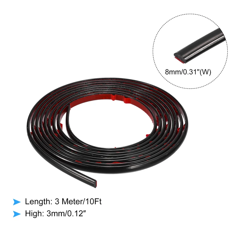 10Ft x 0.31Inch Flexible Molding Trim Self Adhesive (Bright Black)