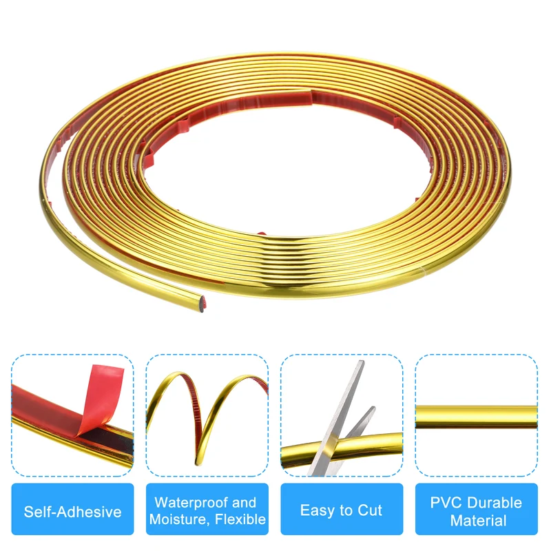 16.4Ft x 0.31Inch Flexible Molding Trim Self Adhesive (Golden Color)
