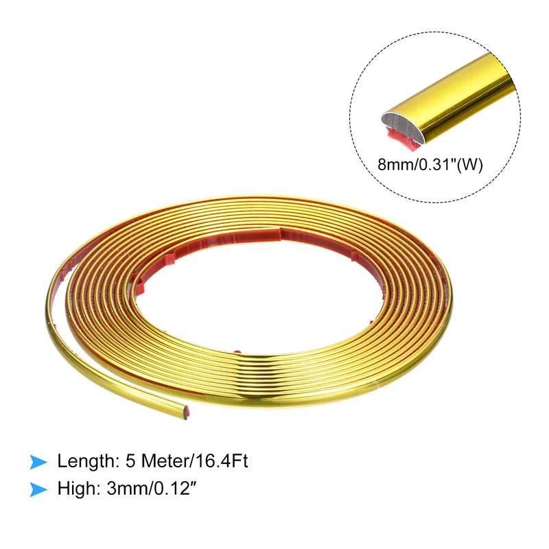 16.4Ft x 0.31Inch Flexible Molding Trim Self Adhesive (Golden Color)