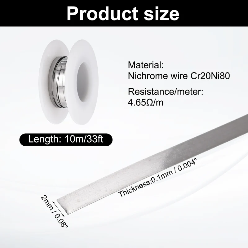 33ft Nichrome Flat Wire Ni80 Electric Resistance Wire 0.004"x0.08", for DIY
