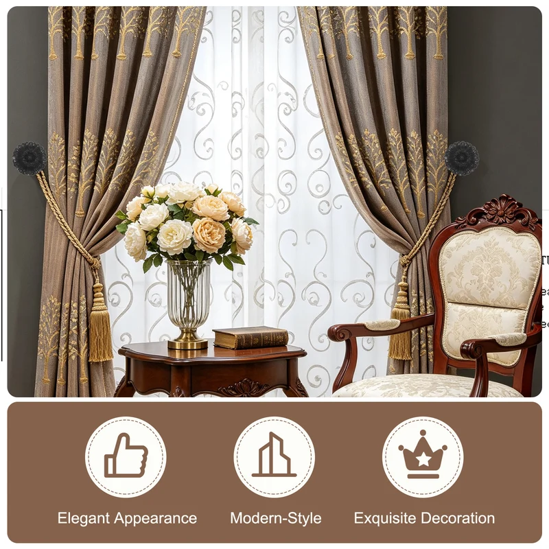2Pcs Curtain Holdbacks Blossom Window Drapery Medallion Holdbacks, Black