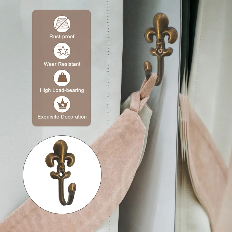 12Pcs Decorative Wall Hooks Flower Wall Mounted Hanging Hooks, Bronze