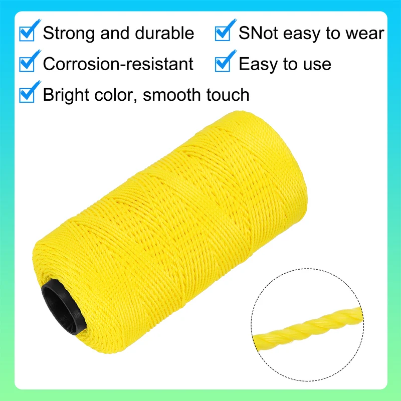 Nylon String 3 Strands Twisted Mason Line 1.5mm x 218 Yards, Yellow