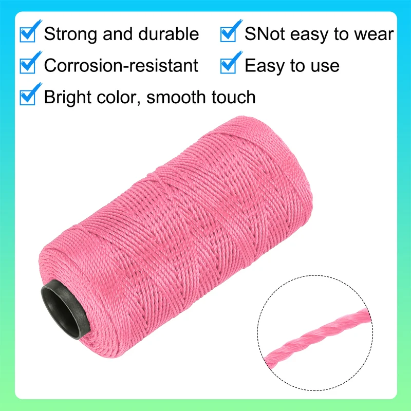 Nylon String 3 Strands Twisted Mason Line 1.5mm x 218 Yards, Rose Pink