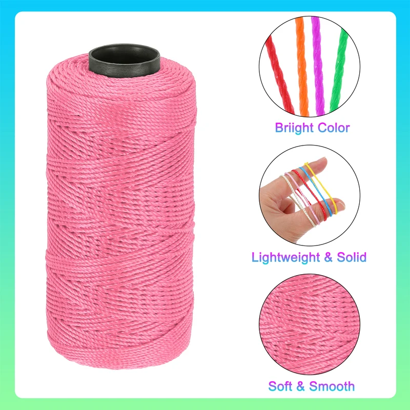 Nylon String 3 Strands Twisted Mason Line 1.5mm x 218 Yards, Rose Pink