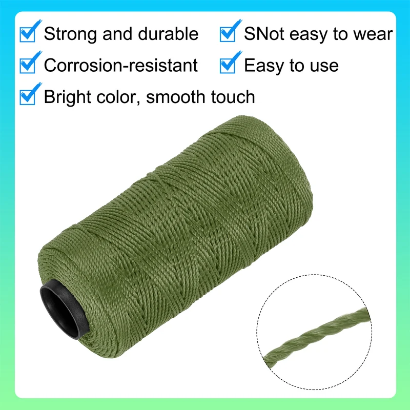Nylon String 3 Strands Twisted Mason Line 1.5mm x 218 Yards, Deep Green