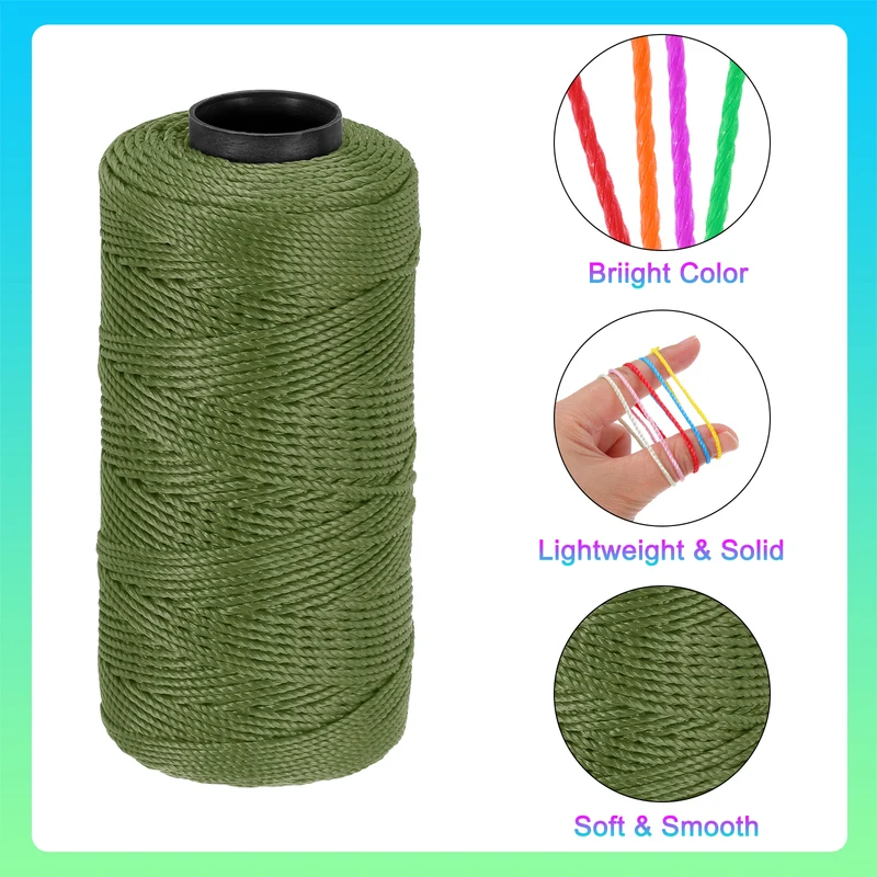 Nylon String 3 Strands Twisted Mason Line 1.5mm x 218 Yards, Deep Green