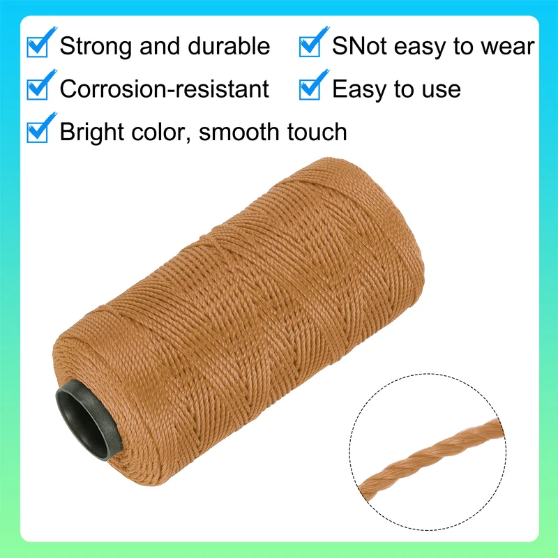 Nylon String 3 Strands Twisted Mason Line 1.5mm x 218 Yards, Light Brown