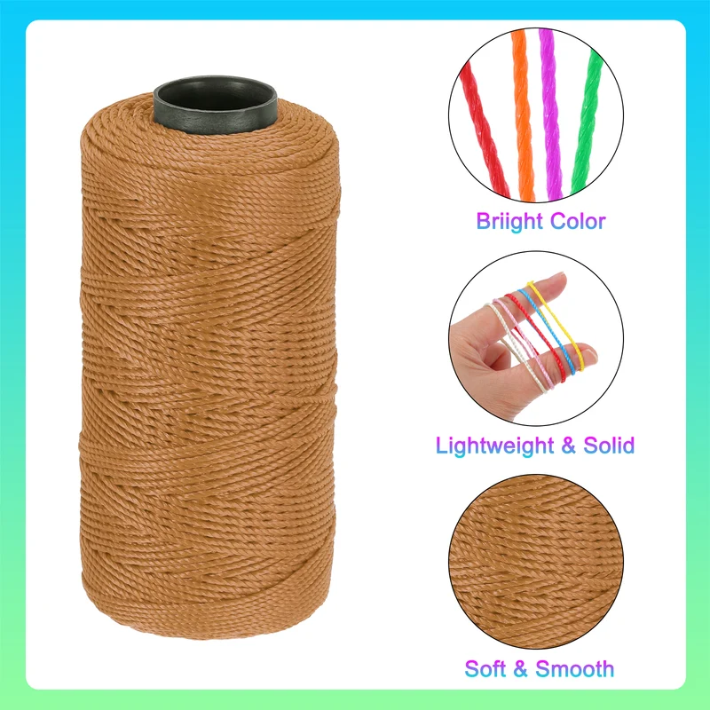 Nylon String 3 Strands Twisted Mason Line 1.5mm x 218 Yards, Light Brown