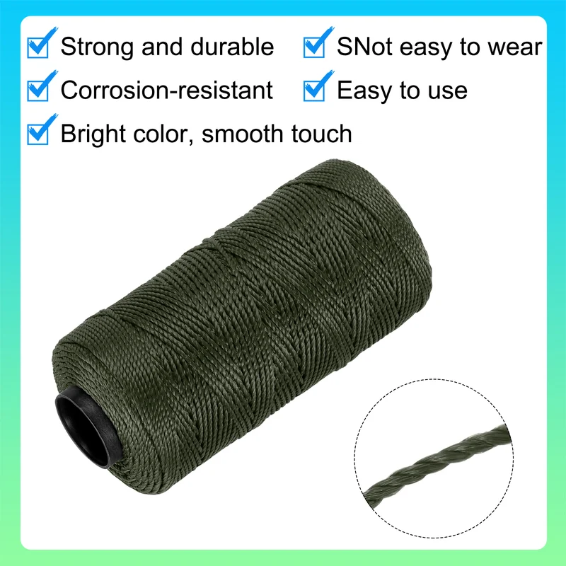 Nylon String 3 Strands Twisted Mason Line 1.5mm x 218 Yards, Grey Green