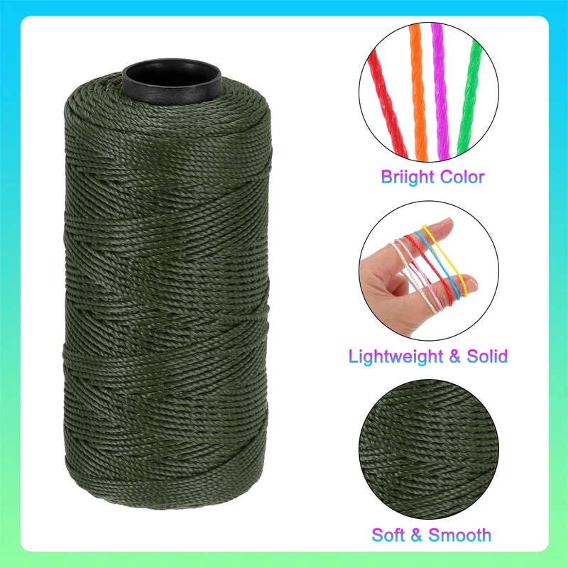 Nylon String 3 Strands Twisted Mason Line 1.5mm x 218 Yards, Grey Green