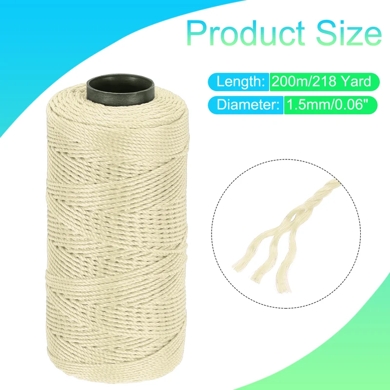 Nylon String 3 Strands Twisted Mason Line 1.5mm x 218 Yards, Beige