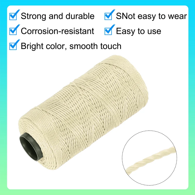 Nylon String 3 Strands Twisted Mason Line 1.5mm x 218 Yards, Beige