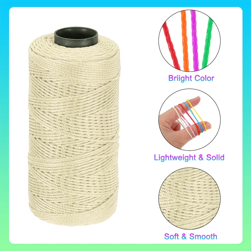 Nylon String 3 Strands Twisted Mason Line 1.5mm x 218 Yards, Beige