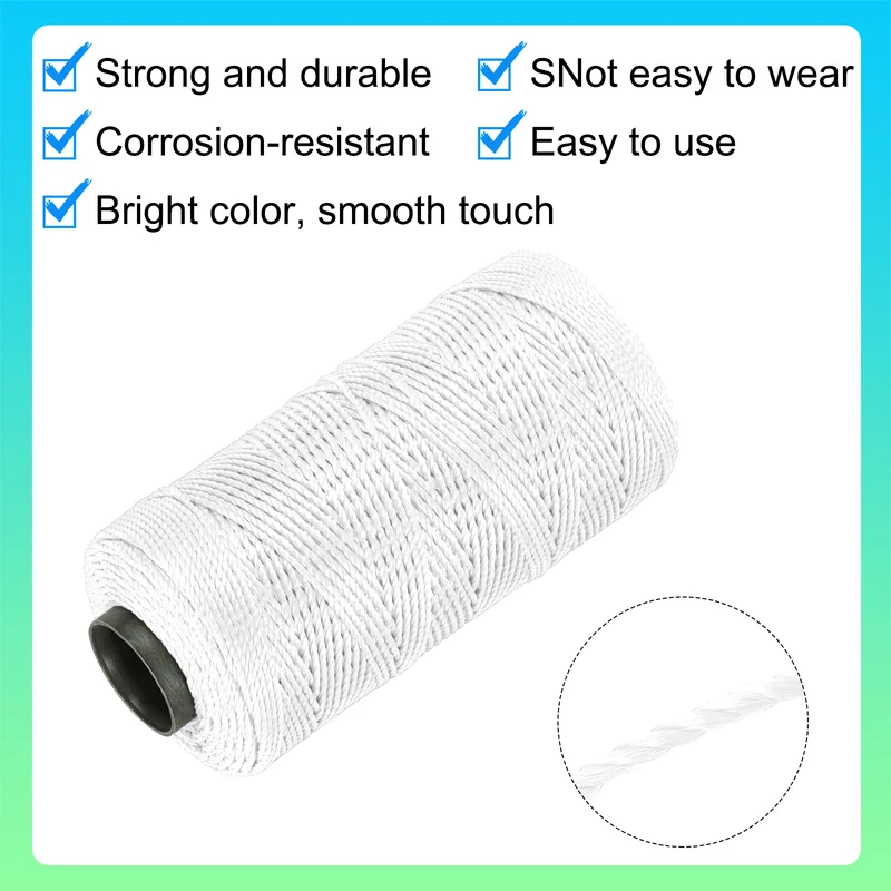 Nylon String 3 Strands Twisted Mason Line 1.5mm x 218 Yards, White