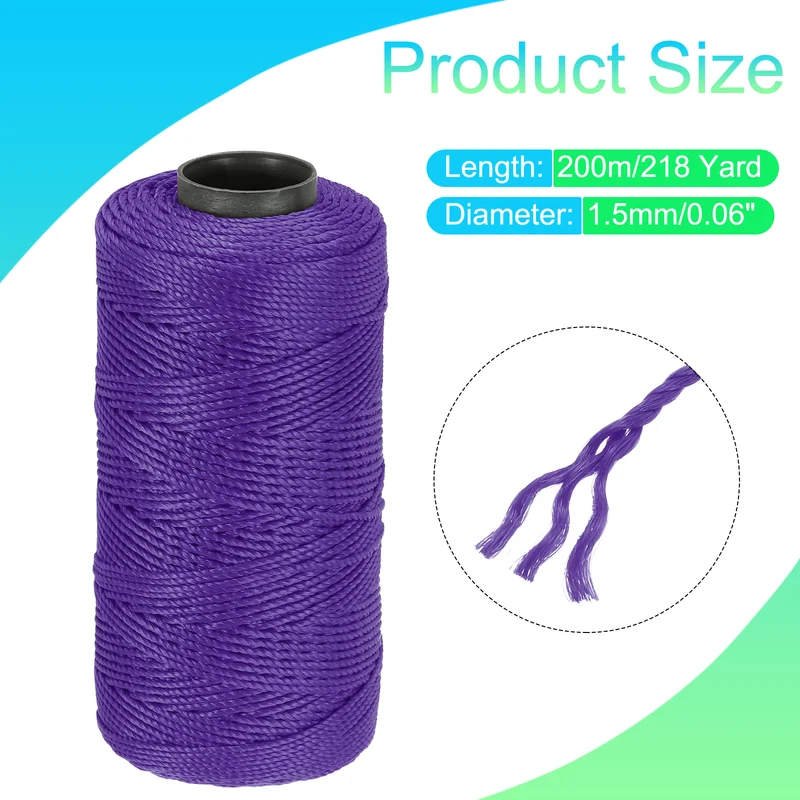 Nylon String 3 Strands Twisted Mason Line 1.5mm x 218 Yards, Purple