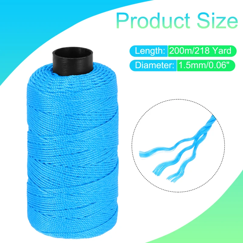 Nylon String 3 Strands Twisted Mason Line 1.5mm x 218 Yards, Sky Blue