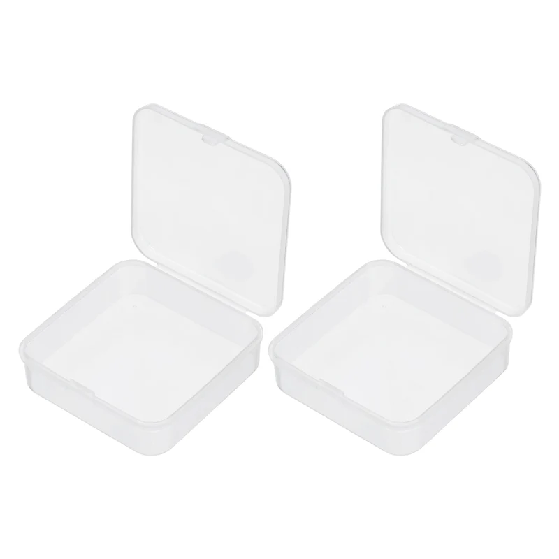 2Pcs 4 x AA/AAA Battery Organizer Clear Storage Case Holder, 6.5x6.5x2cm