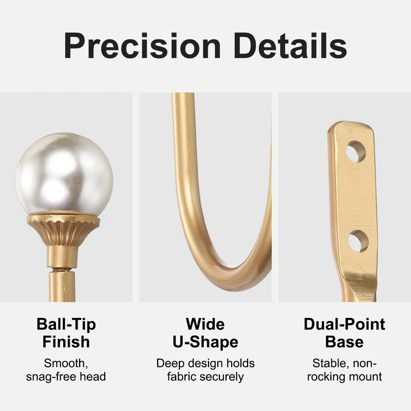 4Pcs Curtain Holdbacks Wall Mounted Curtain Hooks for Drapes, Dark Gold (102 Mm)