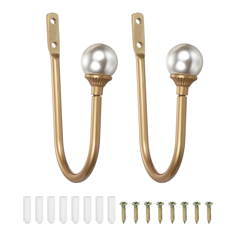 2Pcs Curtain Holdbacks Wall Mounted Curtain Hooks for Drapes, Dark Gold (102 Mm)