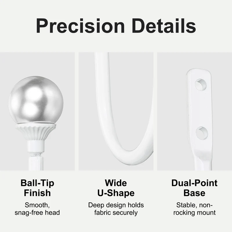 2Pcs Curtain Holdbacks Wall Mounted Curtain Hooks for Drapes, White (102 Mm)