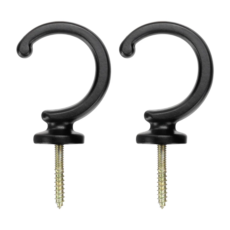 2Pcs Curtain Holdbacks Wall Mounted Zinc Alloy Drapery Tiebacks Hooks Black