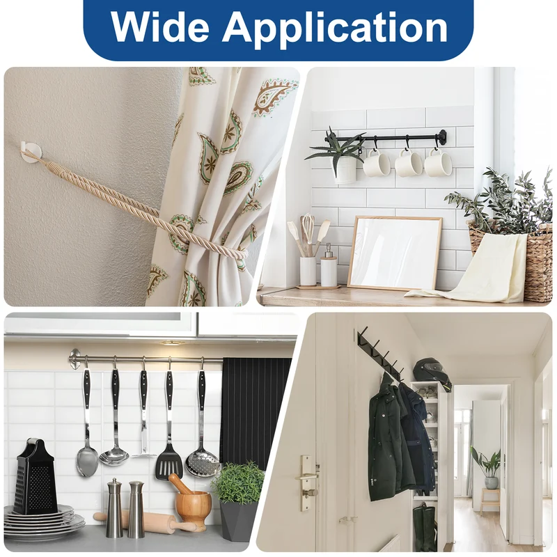 2Pcs Curtain Holdbacks Wall Mounted Zinc Alloy Drapery Tiebacks Hooks Golden