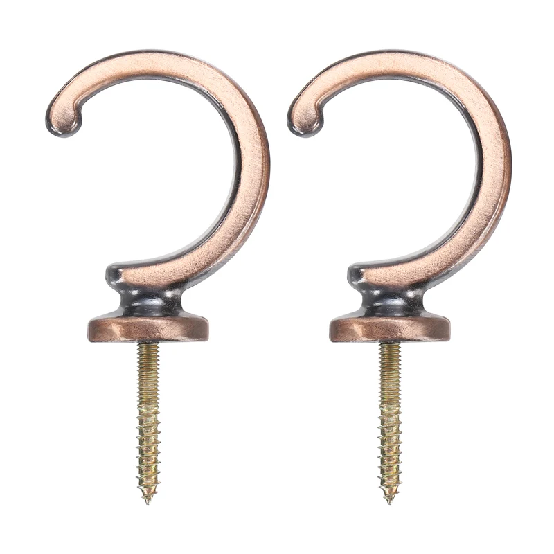 2Pcs Curtain Holdbacks, Wall Mounted Zinc Alloy Drapery Tiebacks Hooks, Copper