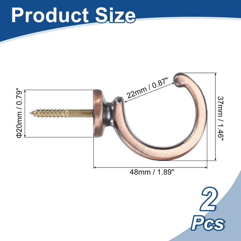 2Pcs Curtain Holdbacks, Wall Mounted Zinc Alloy Drapery Tiebacks Hooks, Copper