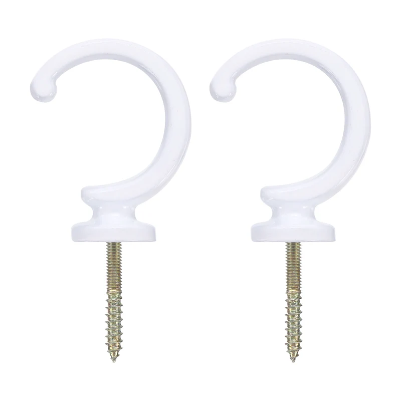 2Pcs Curtain Holdbacks Wall Mounted Zinc Alloy Drapery Tiebacks Hooks White