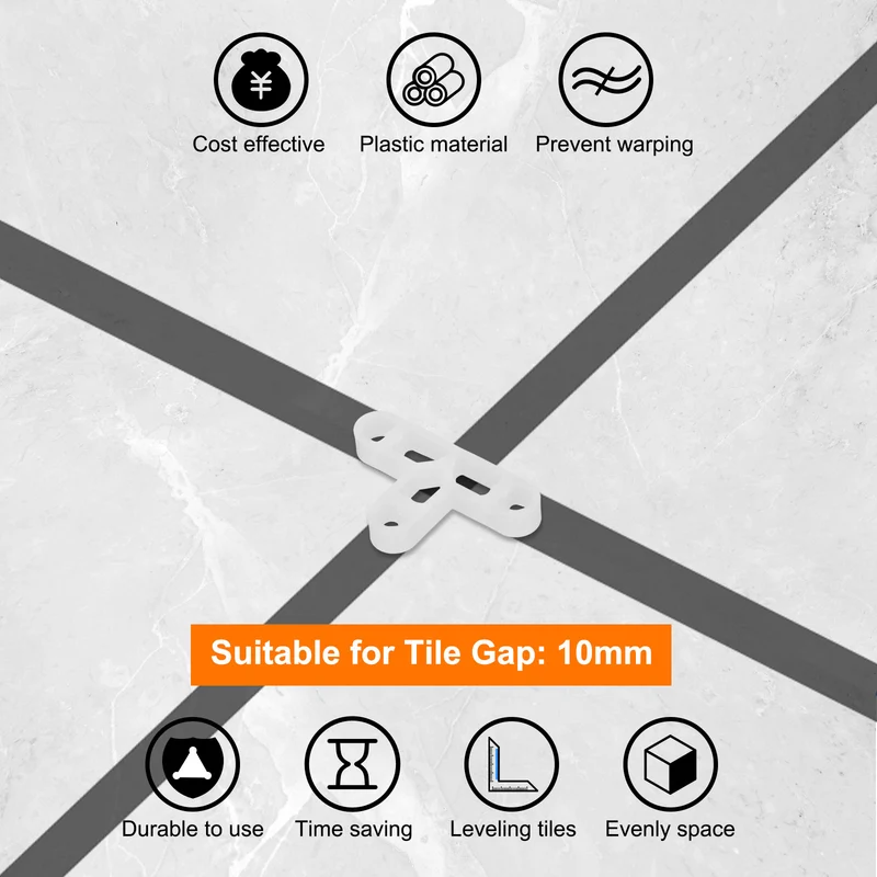 300Pcs Wall Floor Tile Plastic T-Shape Spacers Tiling Tools 10mm 3/8" White