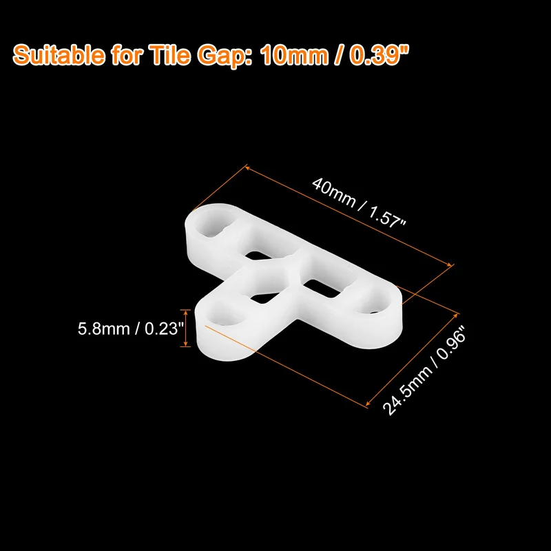 100Pcs Wall Floor Tile Plastic T-Shape Spacers Tiling Tools 10mm 3/8" White