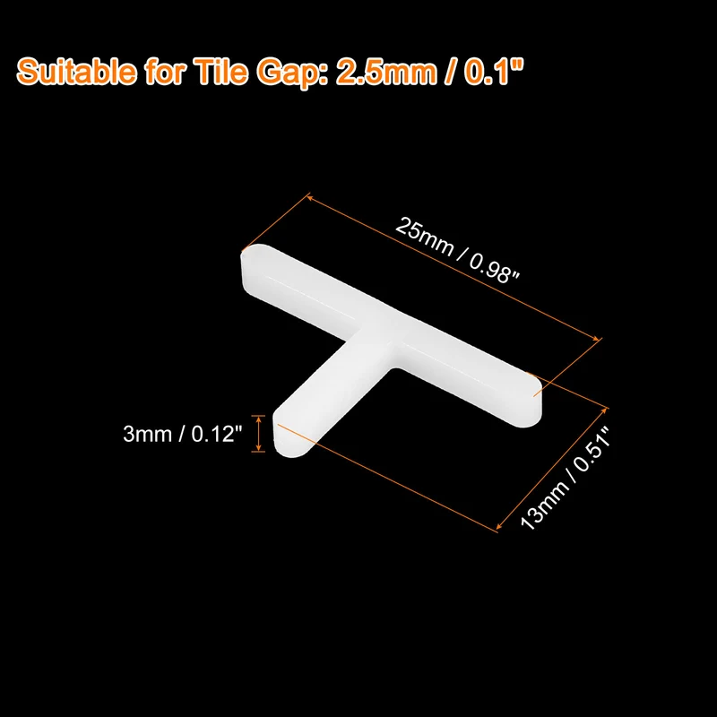 400Pcs Wall Floor Tile Plastic T-Shape Spacers Tiling Tools 2.5mm 3/32" White