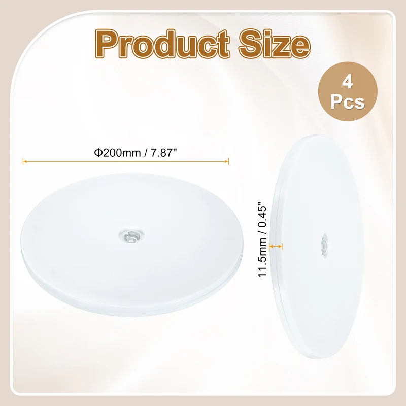 4Pack Acrylic Lazy Susan Turntable, 8" Ball Bearing Rotating Tray, White