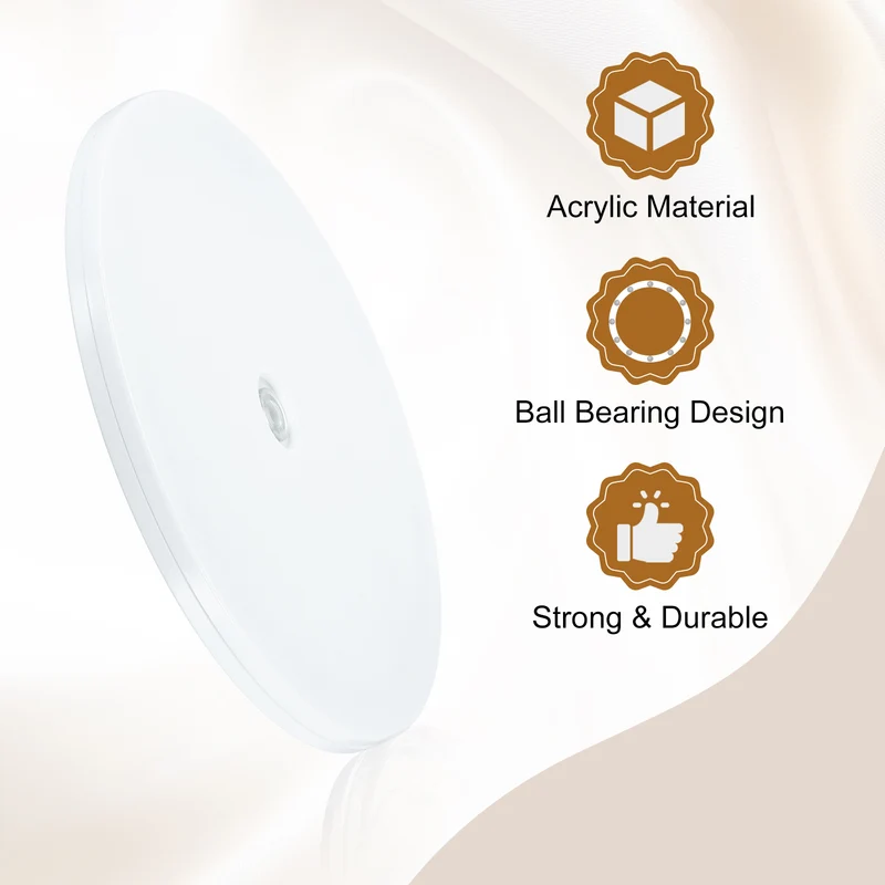4Pack Acrylic Lazy Susan Turntable, 8" Ball Bearing Rotating Tray, White