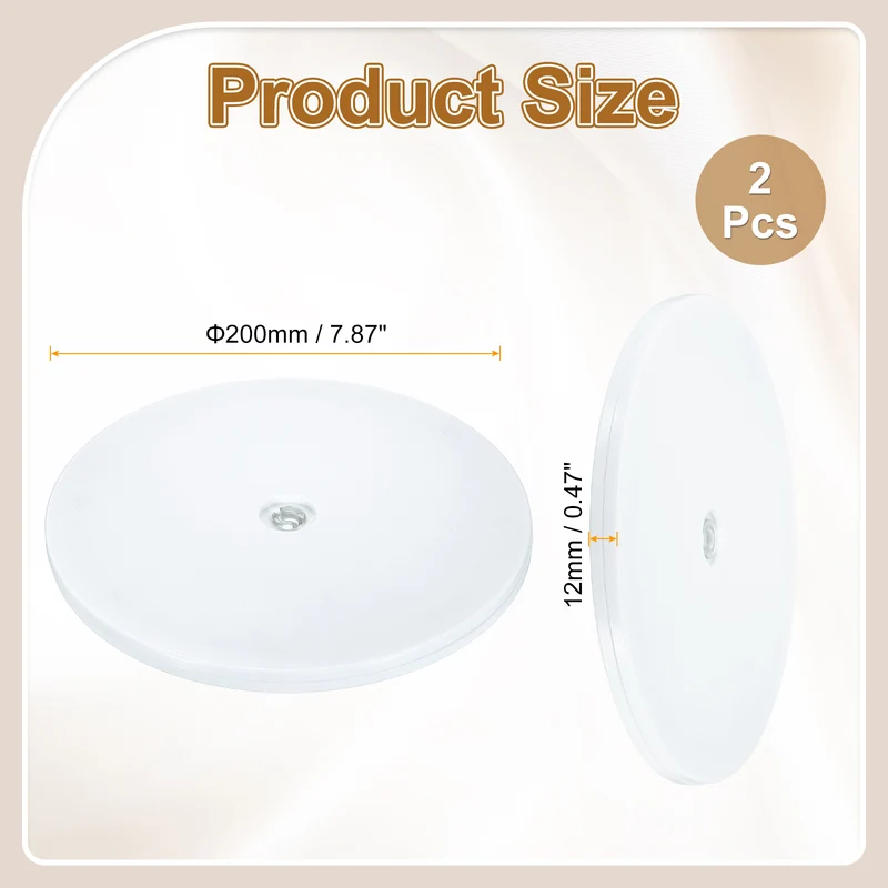 2Pack Acrylic Lazy Susan Turntable, 8" Ball Bearing Rotating Tray, White