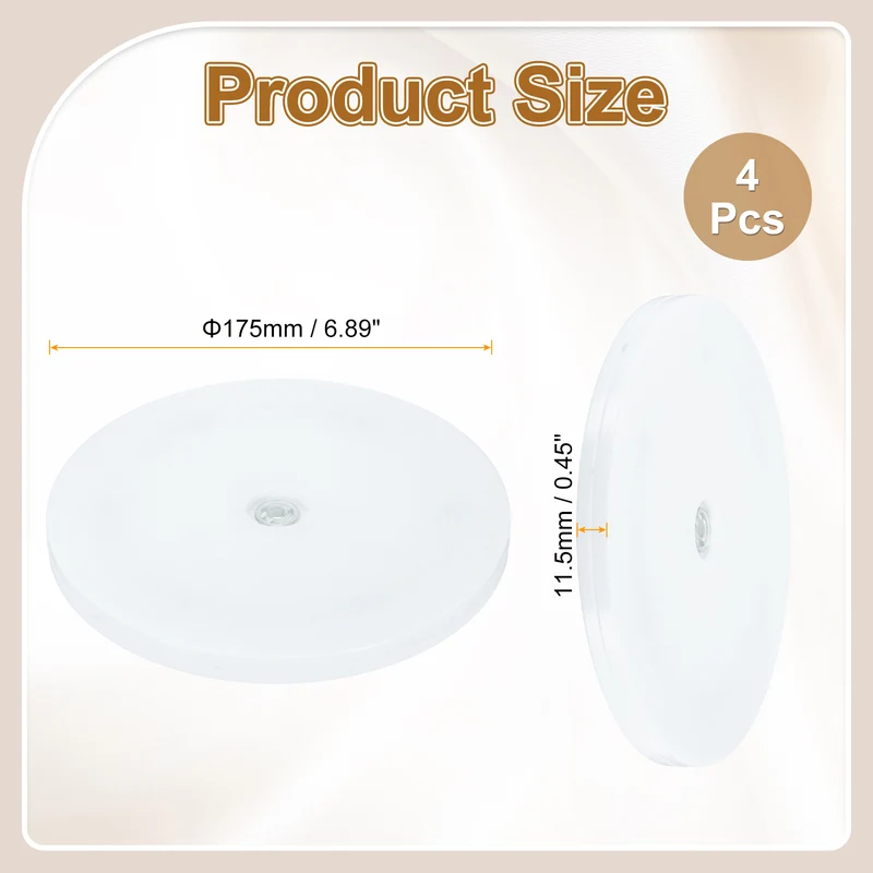 4Pack Acrylic Lazy Susan Turntable, 7" Ball Bearing Rotating Tray, White