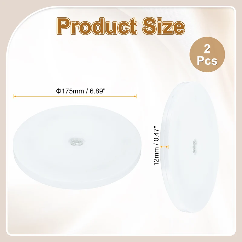 2Pack Acrylic Lazy Susan Turntable, 7" Ball Bearing Rotating Tray, White