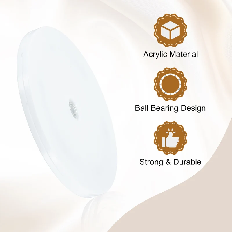 2Pack Acrylic Lazy Susan Turntable, 7" Ball Bearing Rotating Tray, White