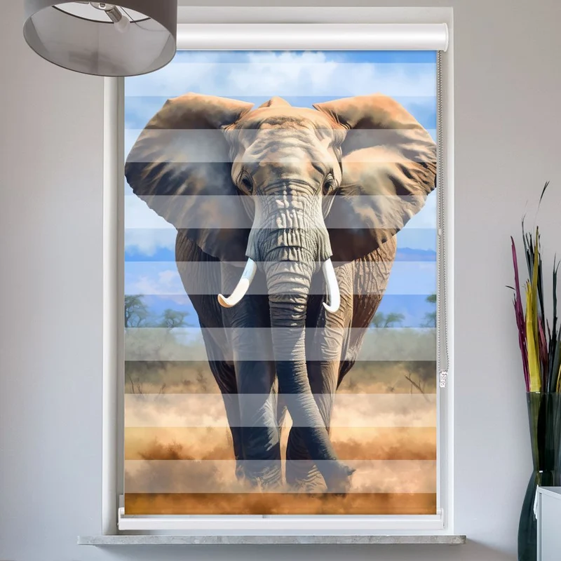 Doppelrollo mit Kassette "Elefant Afrika"