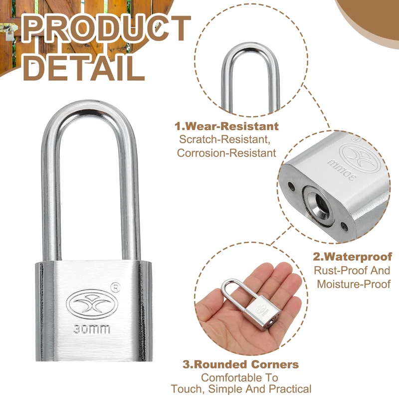 Keyed Padlock 1.2" Wide Body Steel Pin Tumbler Padlocks with 3 Keys(68mm)