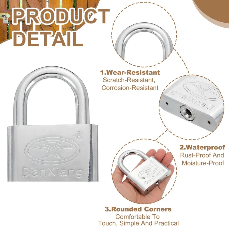 Keyed Padlock 2.8" Wide Body Steel Pin Tumbler Padlocks with 3 Keys(92mm)