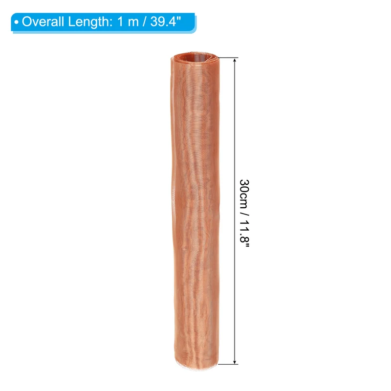 12"x39" Copper Mesh Screen, 100 Mesh 99.9% Pure Copper Mesh Woven Wire Mesh Screen Dense Filter Mesh for Gardening Crack Hole Filler