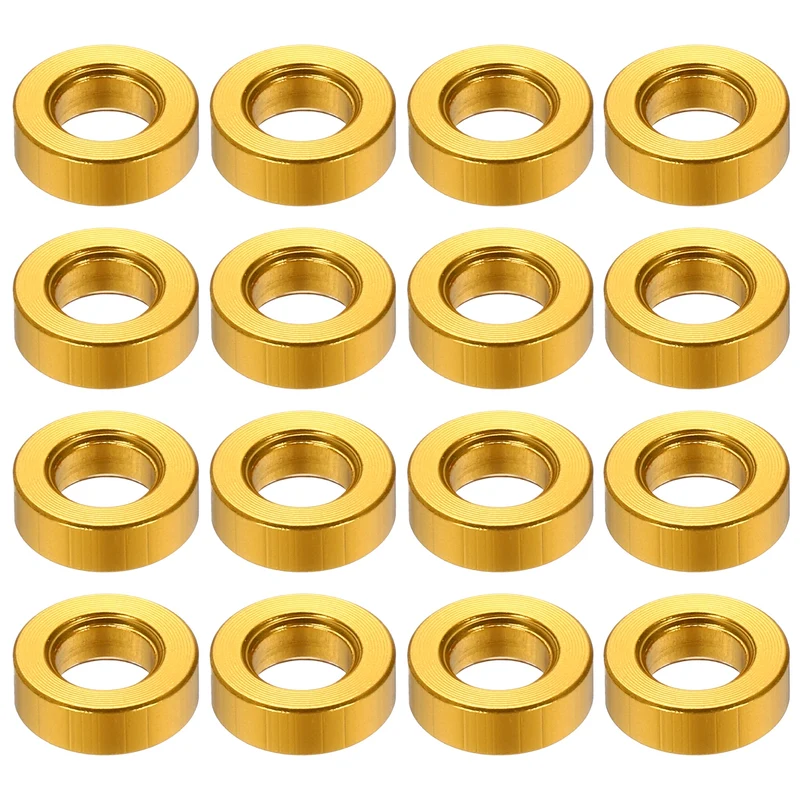 16Pcs Aluminum RC Shock Absorber Spacers, M3x6x2mm(IDxODxT) Gold
